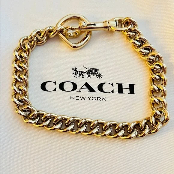 💰SOLD💰Coach Gold Wallet Strap/ Swag Bag Charm/ Keychain/ Bracelet - Picture 4 of 8